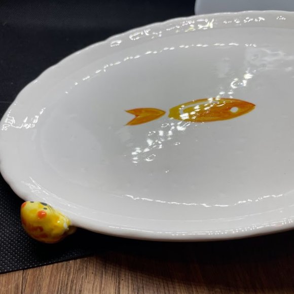 CounterArt Ginger Cat Watching a Goldfish Small Platter - Picture 6 of 6